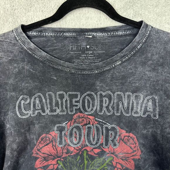 Fifth Soul Womens Size L California Tour Summer of 1976 Acid Wash Cropped Top - Picture 4 of 9